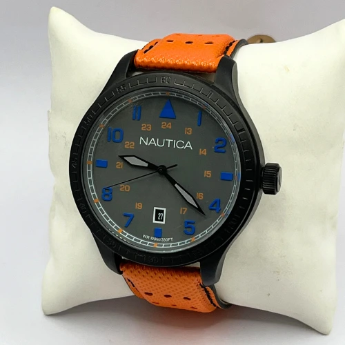 Nautica Orologio Casual Uomo NAPKMF202 - Cassa 46mm Acciaio, Quadrante Grigio, Bracciale Acciaio E Cinturino Silicone Blu, Impermeabile 100m
