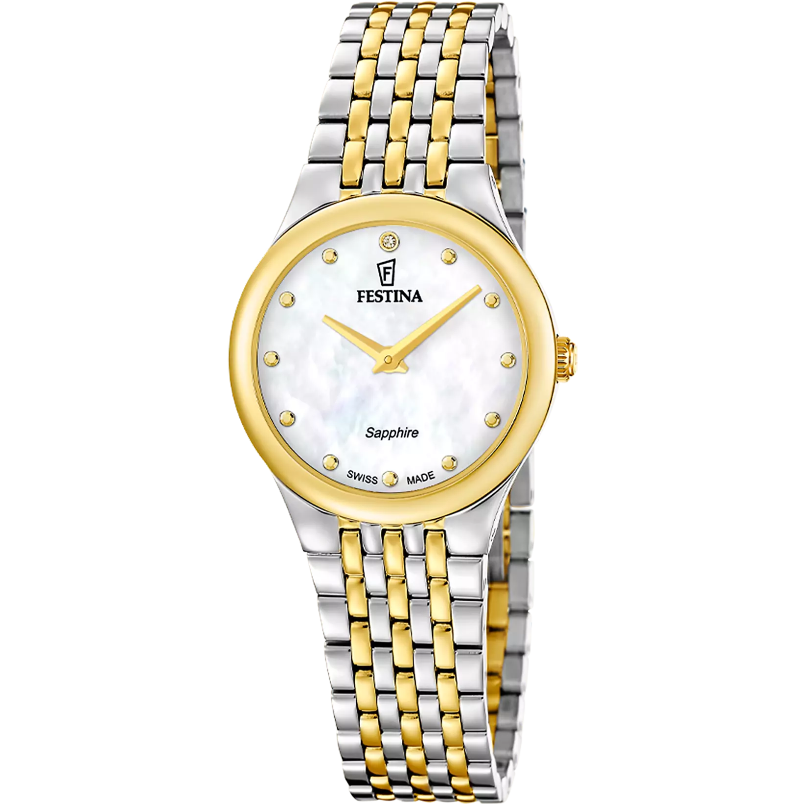 Festina Uomo - Orologio Analógico Al Quarzo Con Cinturino Milanese Dorato E Quadrante Argentato
